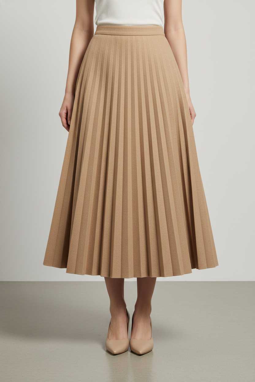 p2Midi Pleated Twirl Skirt