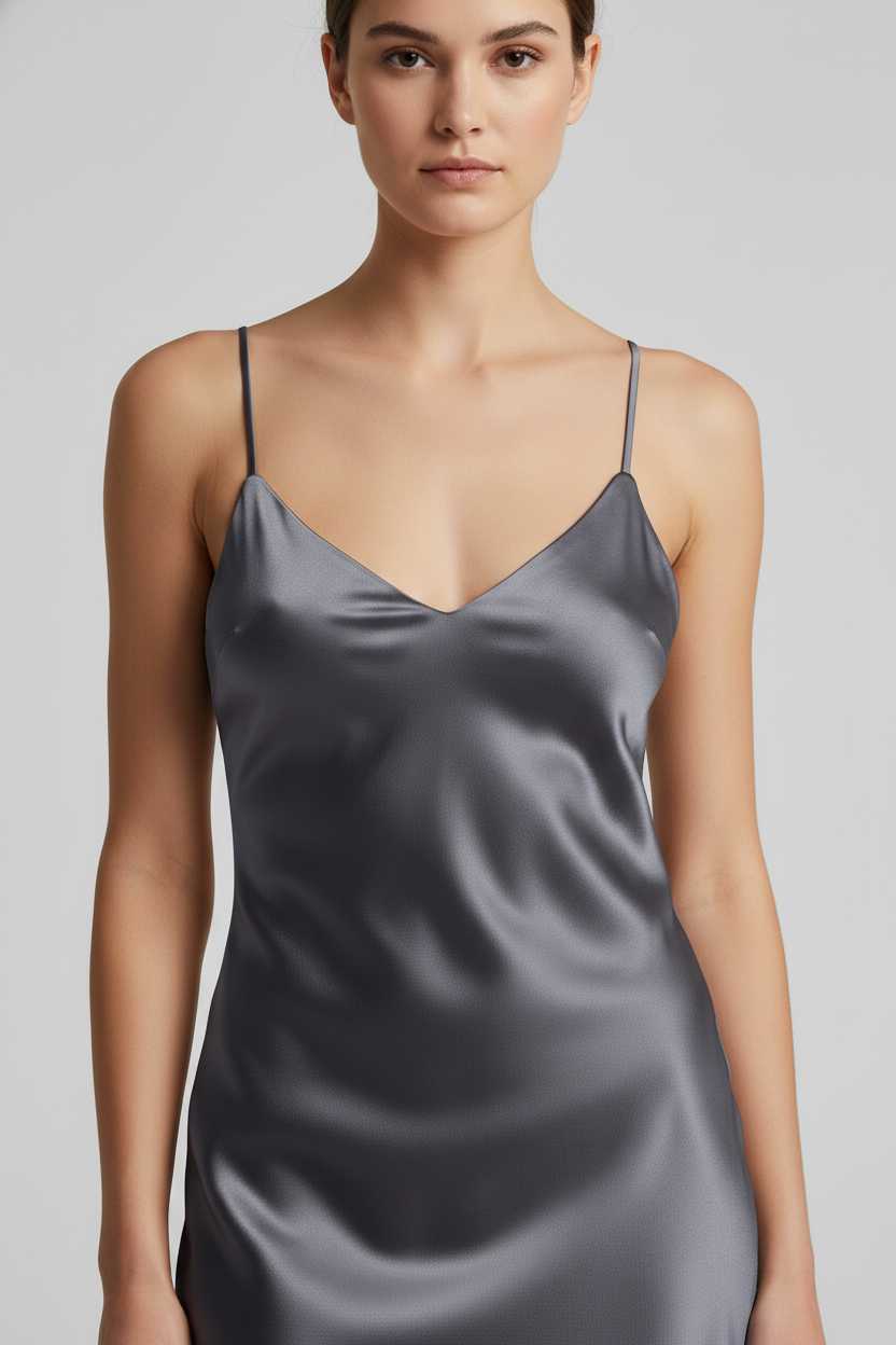 p2Lustrous Silk V-Neck Slip Dress